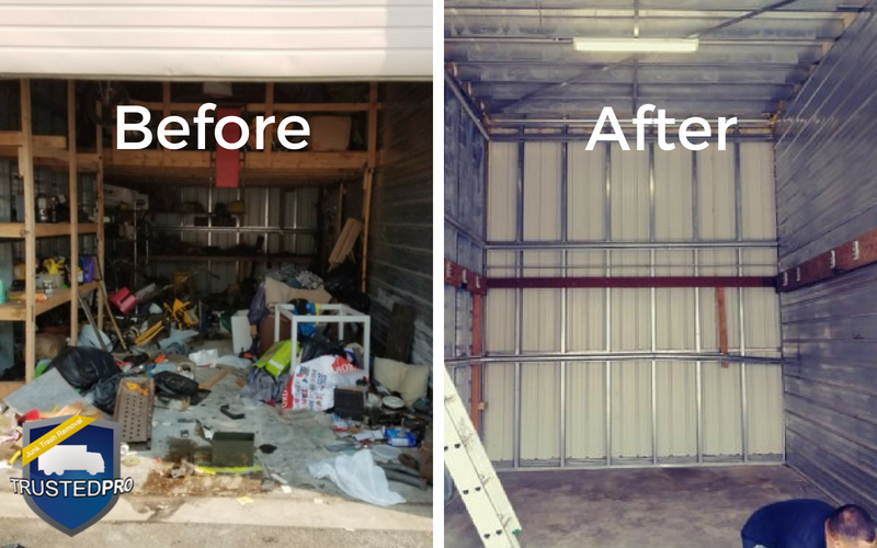 Before and after junk removal at Maxi-Space in Tacoma, WA